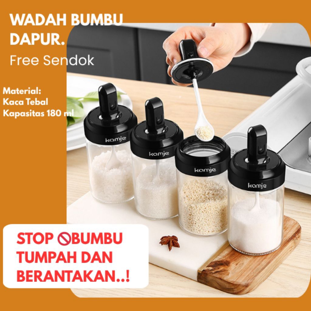 Toples botol wadah bumbu dapur kaca