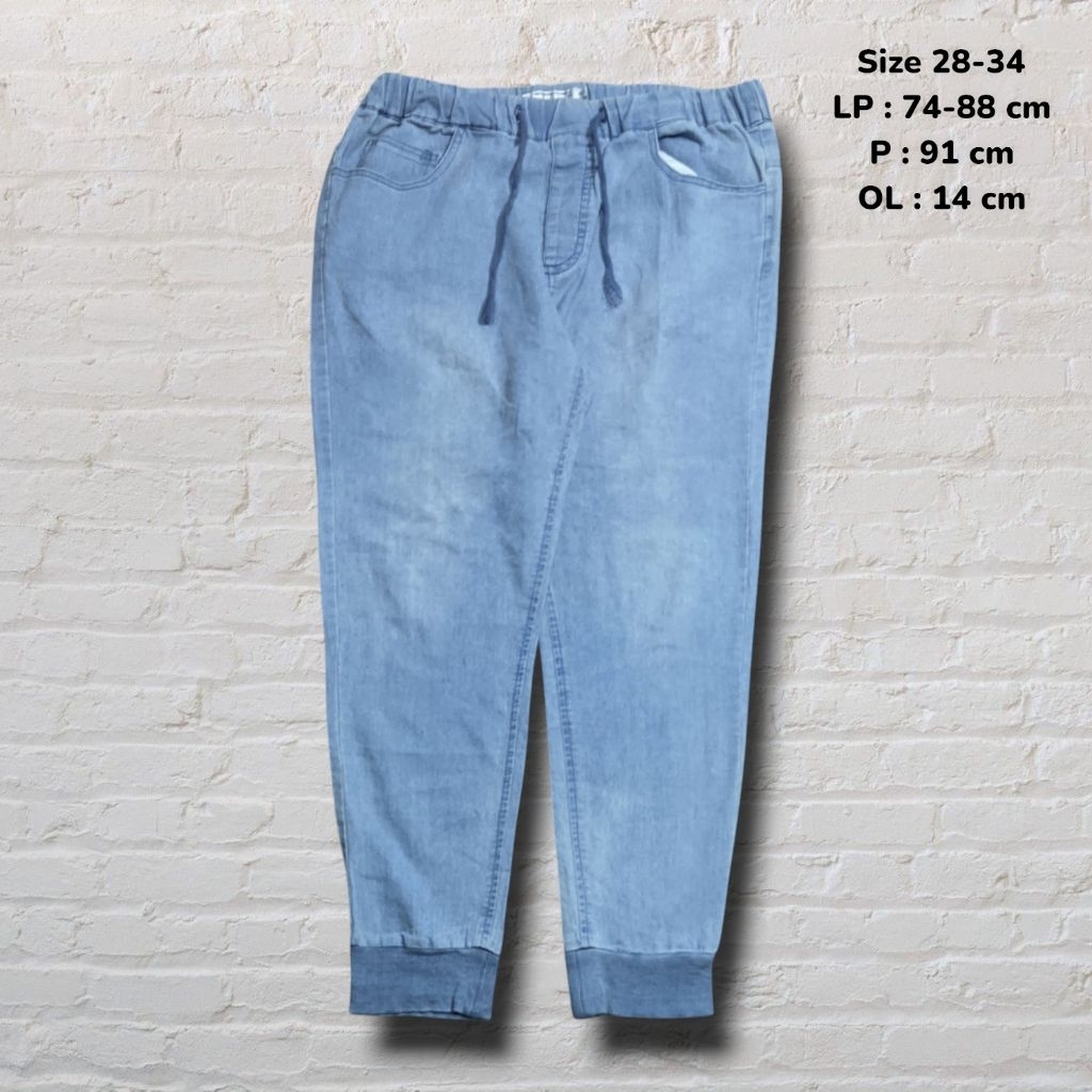 Size 29-36 Celana Panjang Longpants Jeans Relax Jogger Jude Bloom Light Blue Washed Original Second 