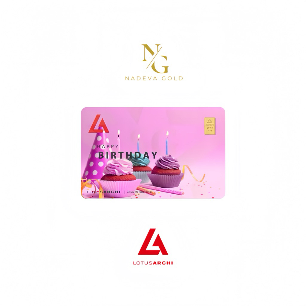 Emas Logam mulia lotus archi berat 0,5gram seri Happy birthday