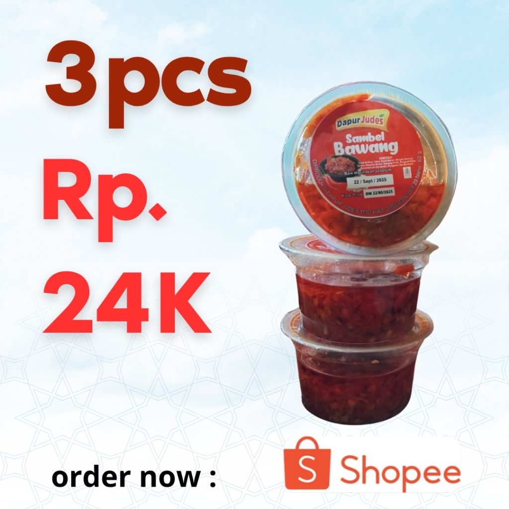 

sambal bawang kemasan cup 75g , 1 kardus isi 3 pcs