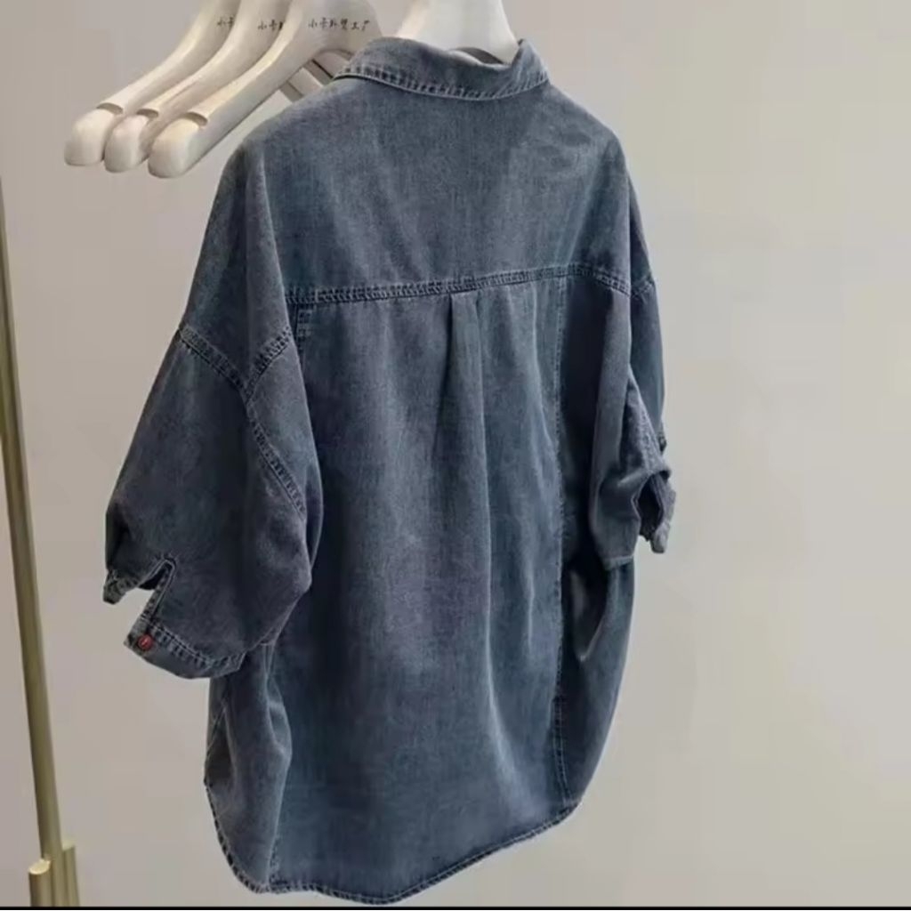 Kemeja Jeans Atasan Wanita/Blouse Jeans Wanita/Kemeja Oversize