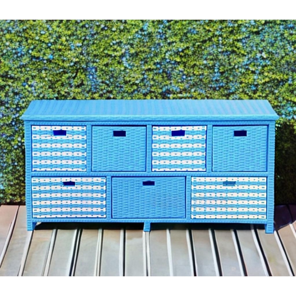 Lemari laci rotan sintetis. 7 laci samping