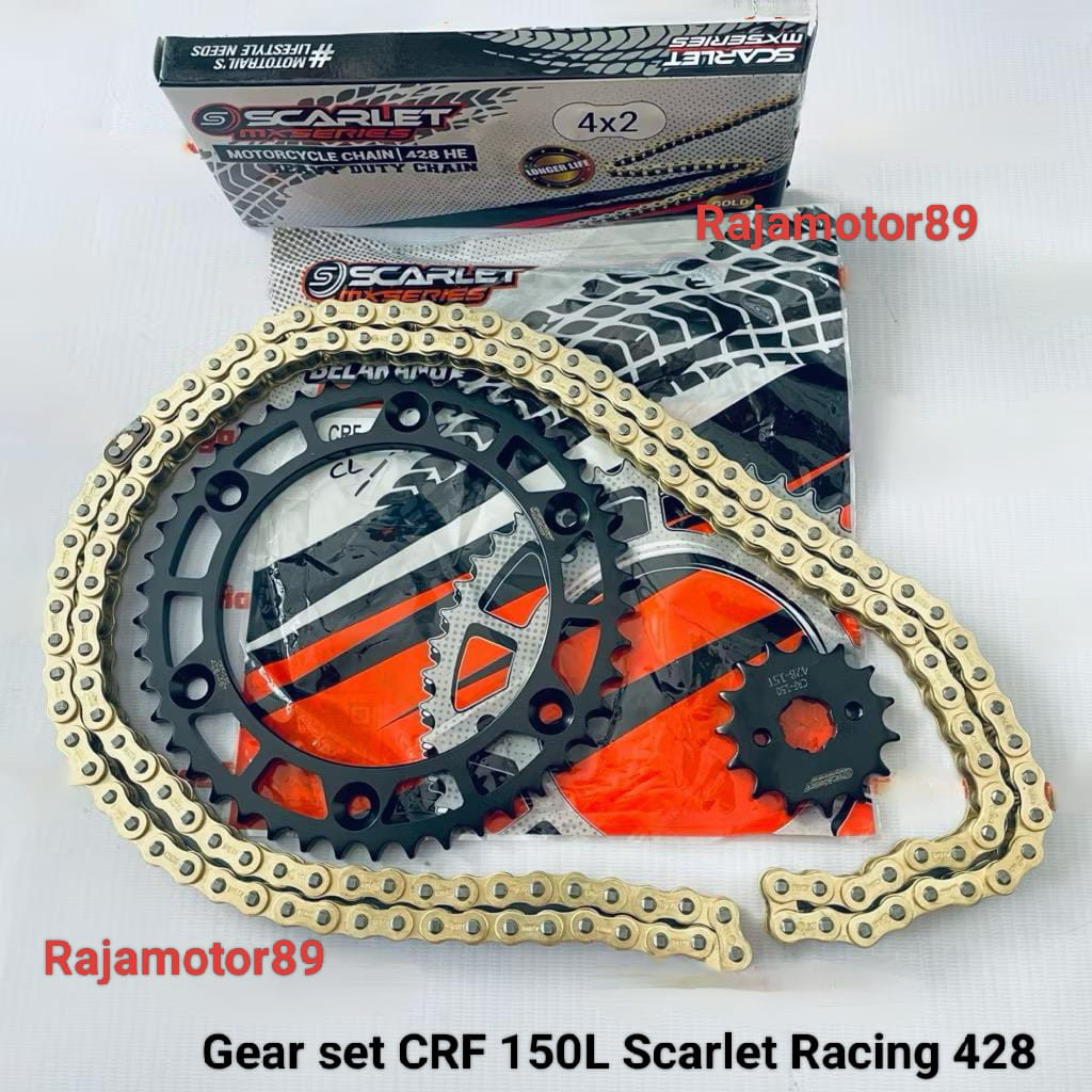 Gear set Scarlet Racing CRF 150L set rantai gold scarlet 428