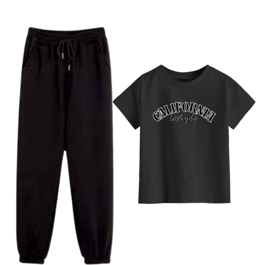 One set kaos + joger anak perempuan/laki laki California