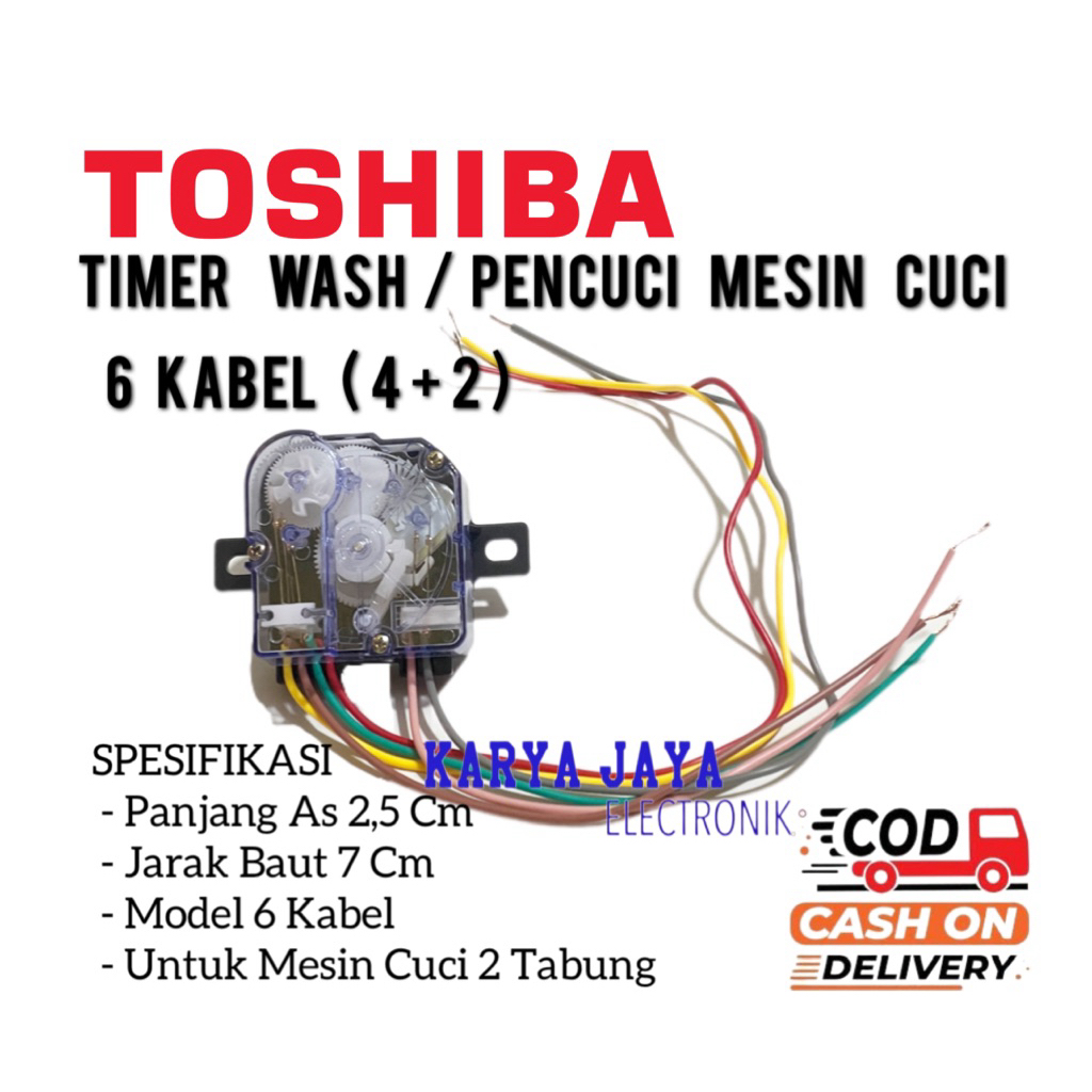Timer Wash 6 Kabel Mesin Cuci Toshiba 2 Tabung - Timer Mesin Cuci Toshiba 6 Kabel