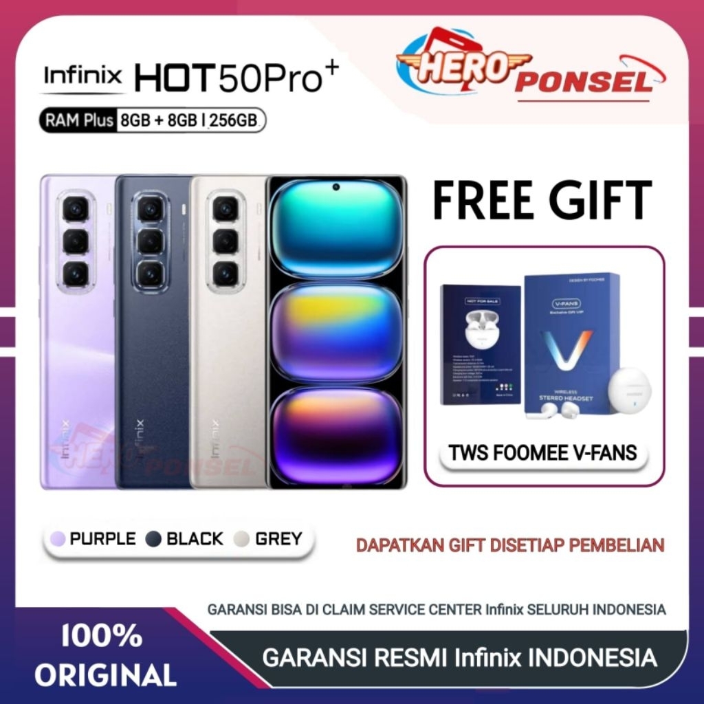 INFINIX HOT 50 PRO Plus RAM 8/256 GB | INFINIX HOT 50 PRO+ RAM 8/256 GB GARANSI RESMI INFINIX INDONE