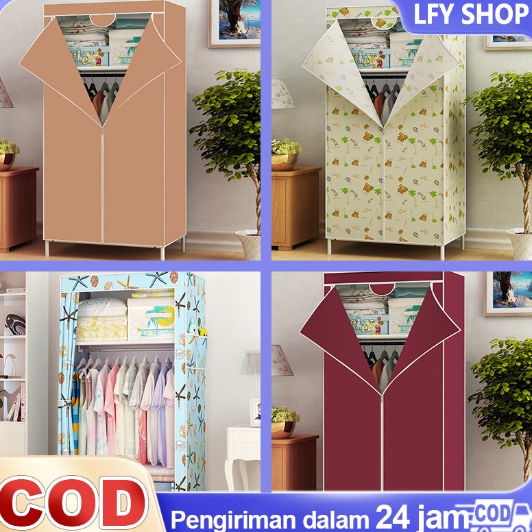 Lemari Baju Aesthetic 7NT Lemari Portable Pakaian Lemari Kain Resleting Lemari Pakaian Plastik KODE 