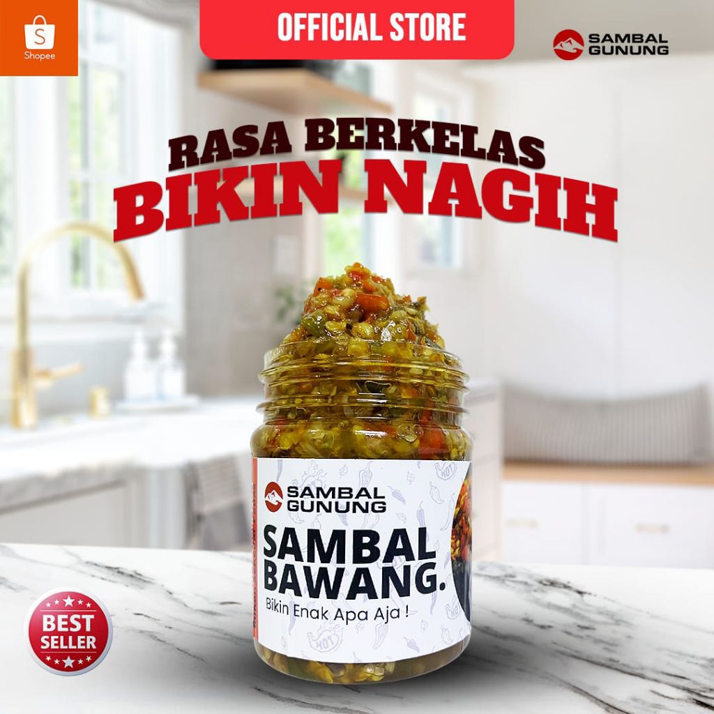 

Sambal Gunung - Rasa Sambal Bawang Kualitas No. 1 Ukuran100 gram, Bikin Enak Apa Aja,