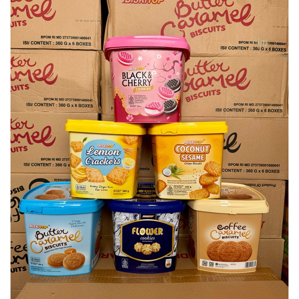 

Denex Biskitop Jar Timba 350 x 6 kaleng 1 karton Buttercokies Biscuit Assorted Black Cokies