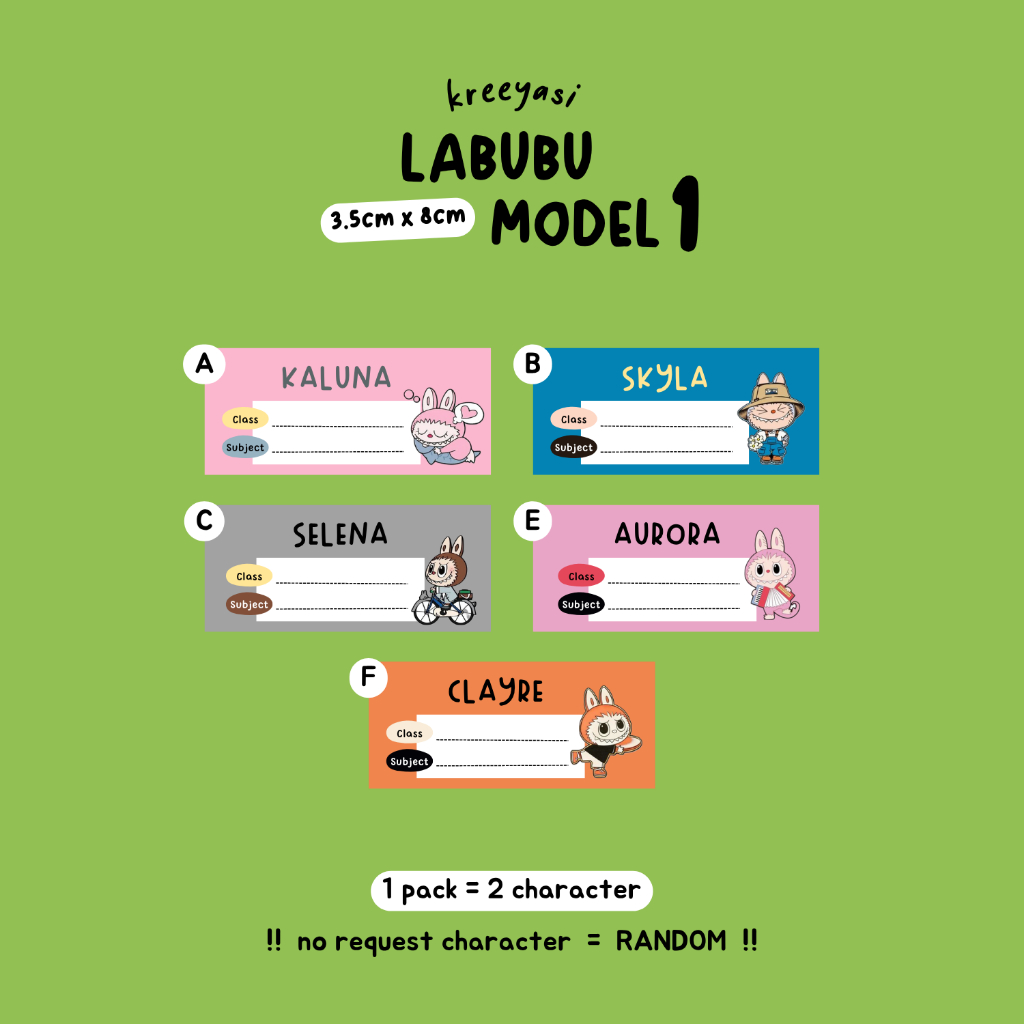 

20pcs LABUBU - Stiker Label Buku - Kreeyasi x Stikoo
