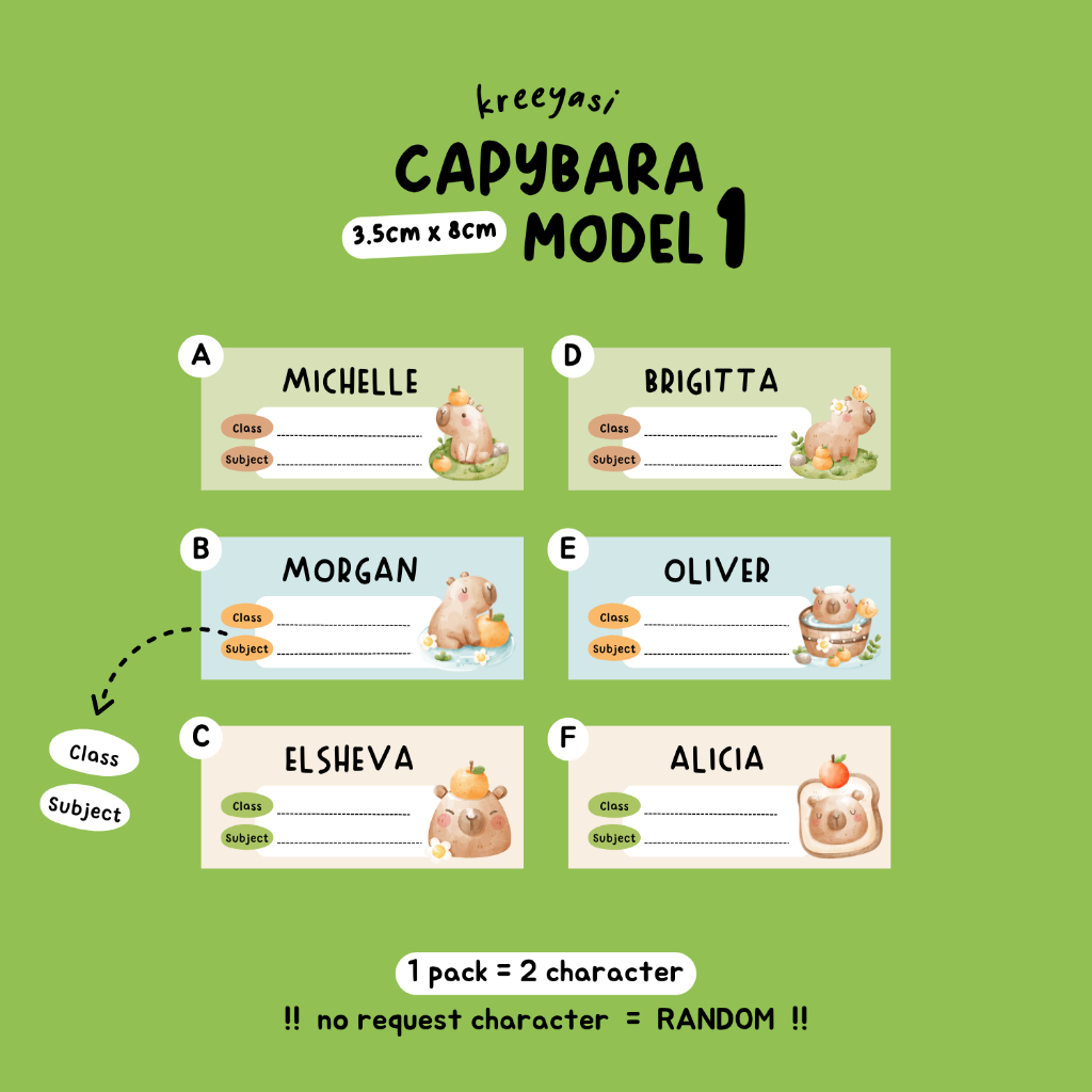 

20pcs CAPYBARA - Stiker Label Buku - Kreeyasi x Stikoo