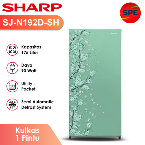 KULKAS 1 PINTU SHARP KAPASITAS 175 LITER SJ-N192D-SH / SJ-N192D-SB / SJ-N192D-SP GARANSI RESMI (MEDA