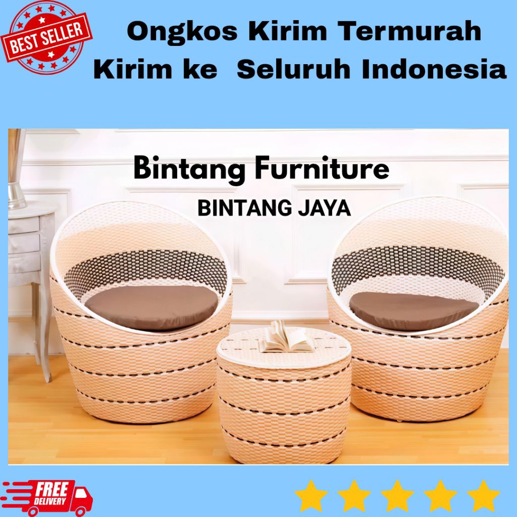 Kursi Teras Rotan Sintetis 1 Set Minimalis Kursi Santai Kursi Teras Depan Rumah