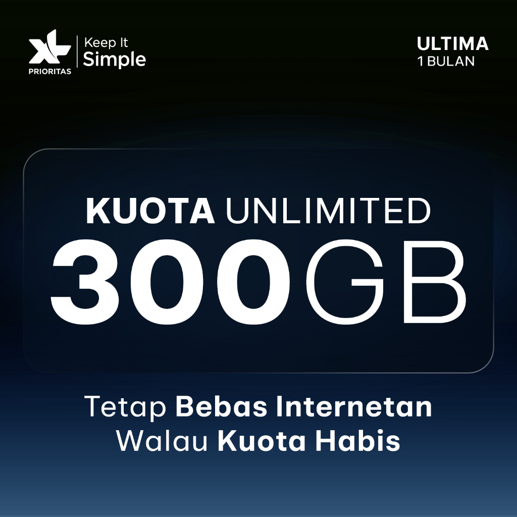 Kartu Perdana XL PRIORITAS Ultima Unlimited FUP 300GB/bln