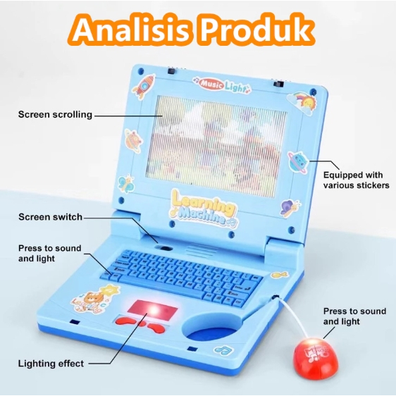 Mainan Laptop untuk Anak Perempuan Mesin Pembelajaran Mainan Notebook Mainan Edukasi untuk Anakanak