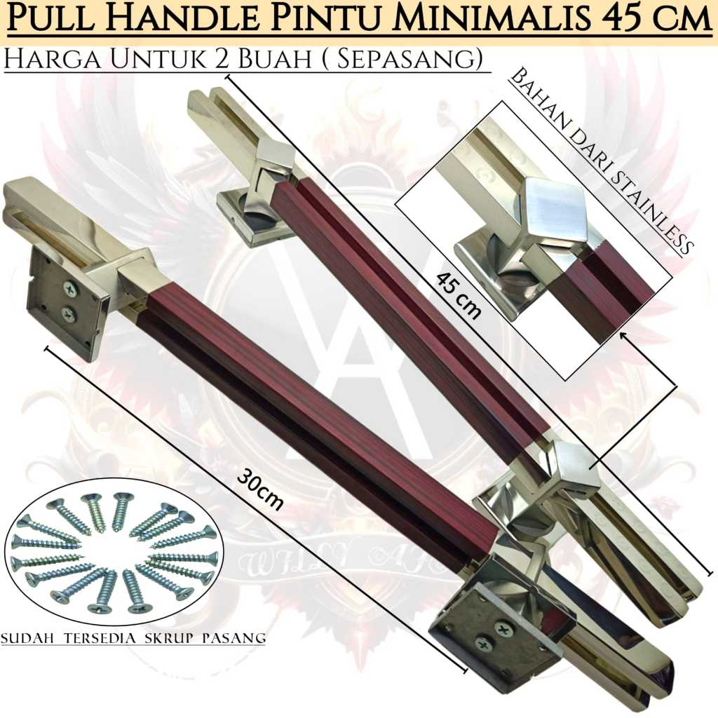 pull handle pintu minimalis kotak twin coklat 45cm Tarikan pintu utama tarikan pintu besar