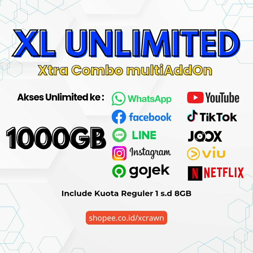 Paket Kuota XCS + Aplikasi XL Xtra Combo Special Unlimited Turbo MultiAdd-On