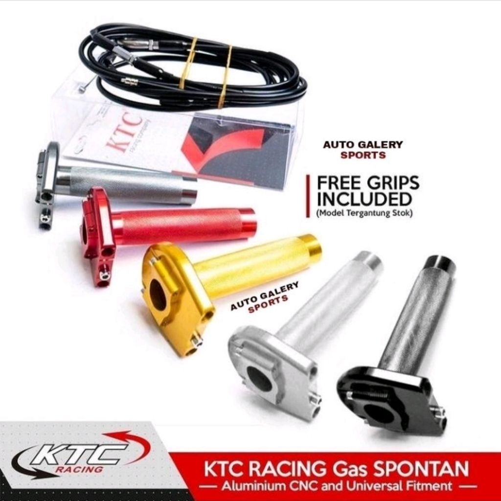 Gas Spontan KTC Racing CNC 2 Kabel Gratis 1 Pasang Handgrip KTC Universal Original KTC Racing