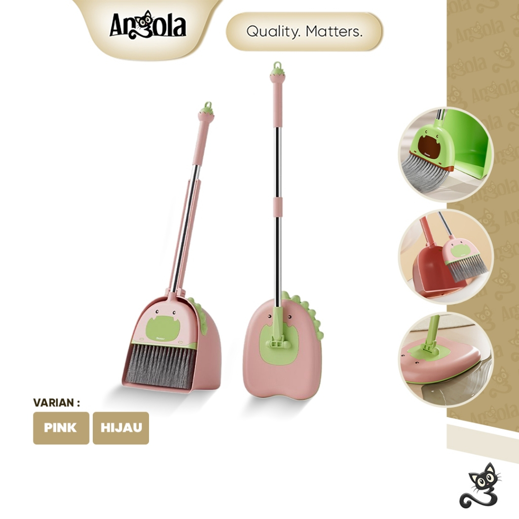ANGOLA Set Sapu Pengki & Pel Anak Cleaning Set Karakter 3IN1 D93-D94 Mini Broom Set Dustpan