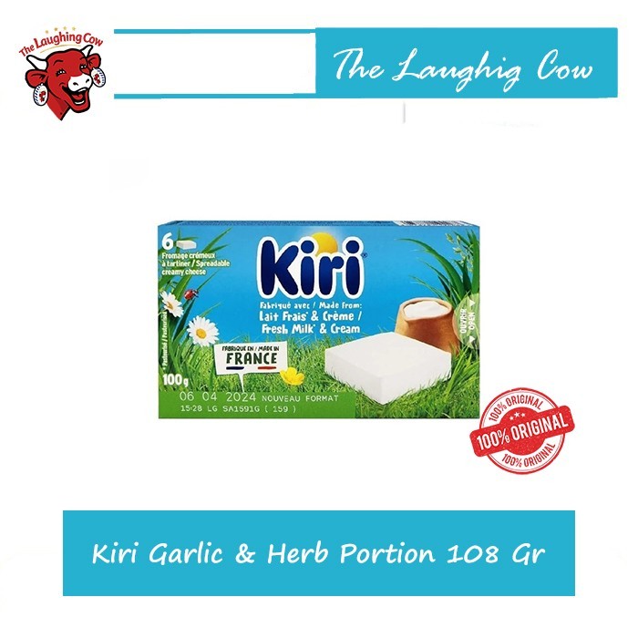 

The Lauging Cow Kiri Cream Cheese Garlic & Herb Portion 108 Gr