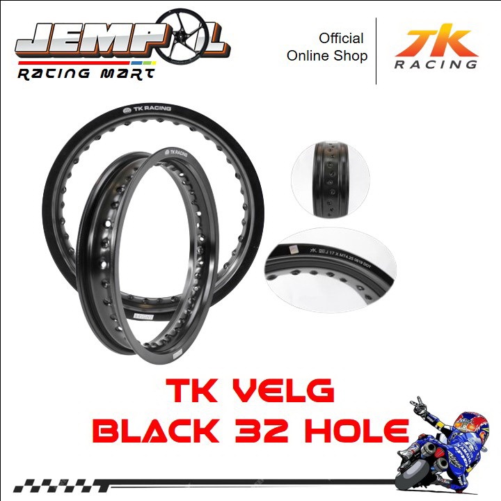 TK Racing Velg Pelg Alloy Rim Aluminium Warna Hitam 32 Lubang Hole Ring 18 Ukuran 215 Original