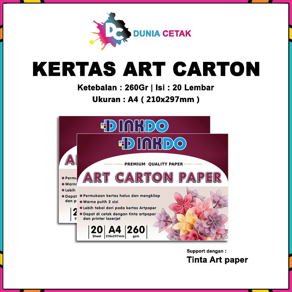 

Kertas Art Karton / Carton 260 gsm A4 isi 20 lbr / Art Carton Paper Glossy 260 gram