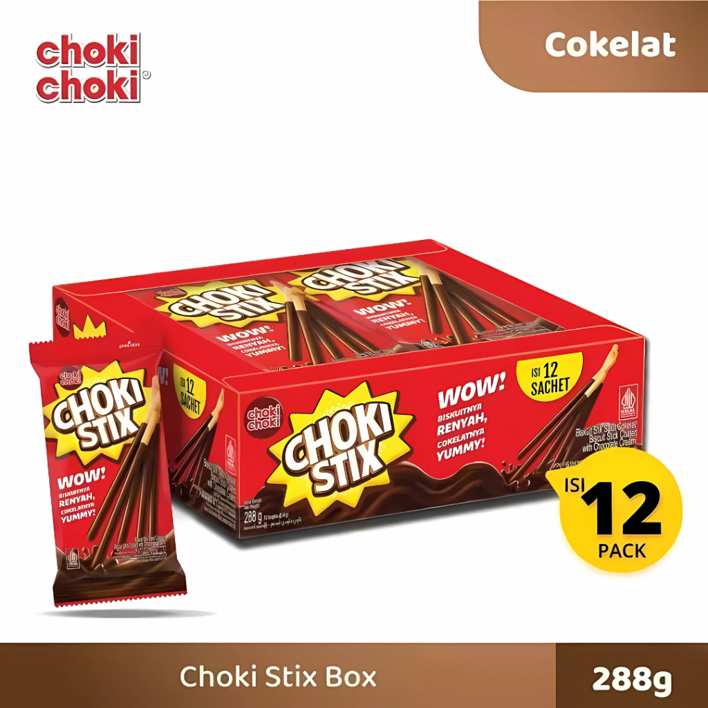 

Choki Stix / Choki Choki Stick Snack Coklat Anak Dewasa - Netto 12 pcs x 27g