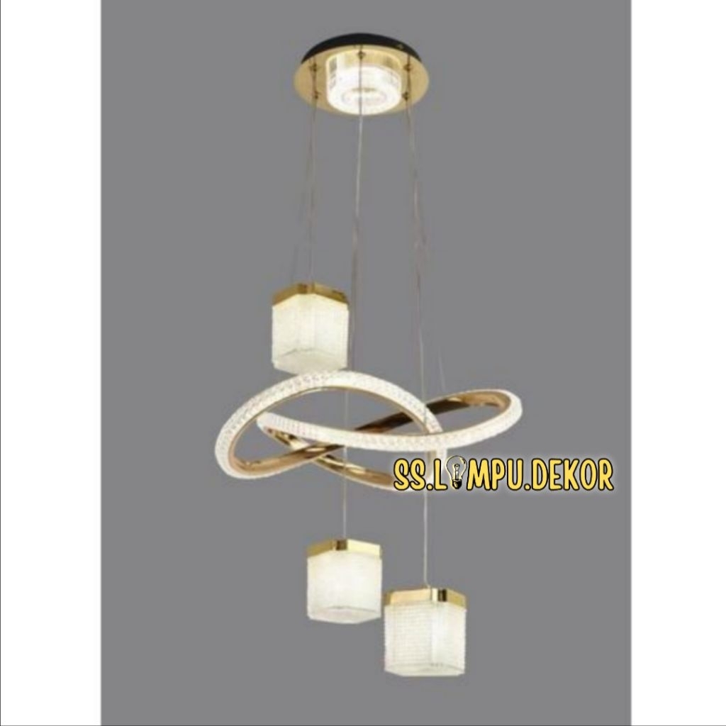 Lampu Gantung Ruang Tamu LED Minimalis Mewah Kotak 3 warna