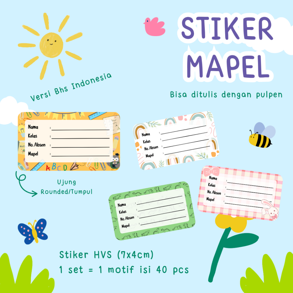 

[READY STOCK - Indo] STIKER MAPEL LABEL BUKU PELAJARAN SEKOLAH BOOK LABEL STICKER