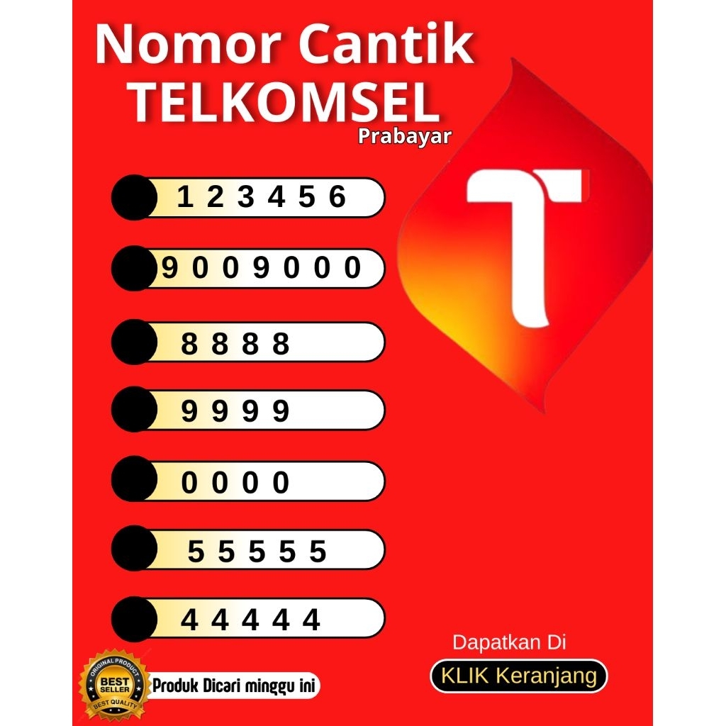 NOMOR CANTIK TELKOMSEL 123456 PERDANA CANTIK MURAH PILIHAN BANYAK
