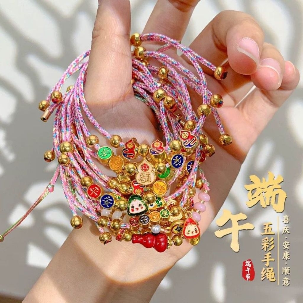 Gelang tali serut keberuntungan hoki warna warni / gelang serut hoki warna merah