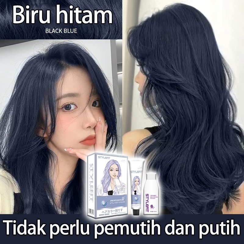 【Beli 100ml gratis 100ml】Biru hitam hair color*200ml sari tumbuhan murni,tidak memerlukan pemutihan,