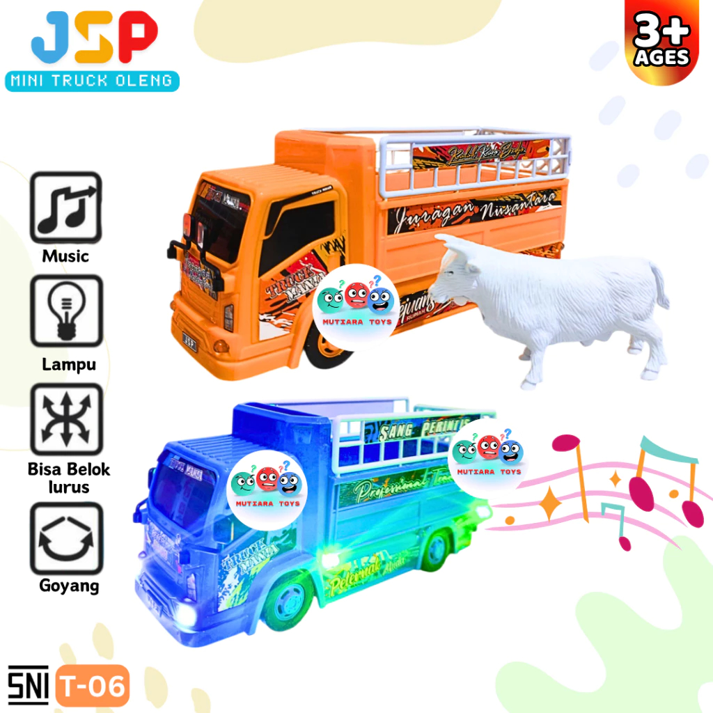MUTIARATOYS Mainan Anak Basuri Mini Truck Oleng Angkut Hewan JSP Kode T-06