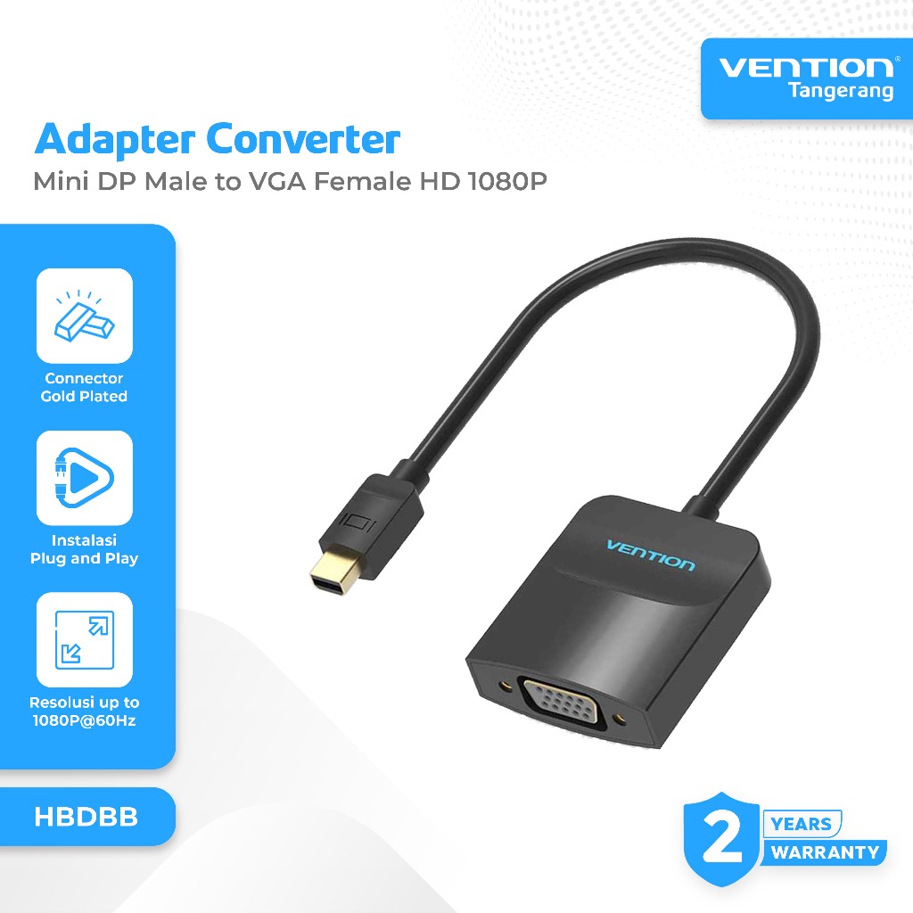 Vention Adapter Converter Mini DP Male to VGA Female HD 1080P - HBDBB
