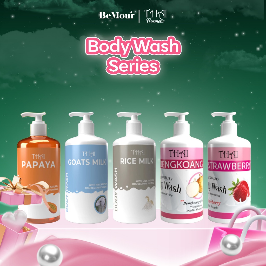 THAI - BODY WASH SERIES - Sabun Cair Tubuh Goats Milk | Papaya | Bengkoang | Rice Milk | Strawberry