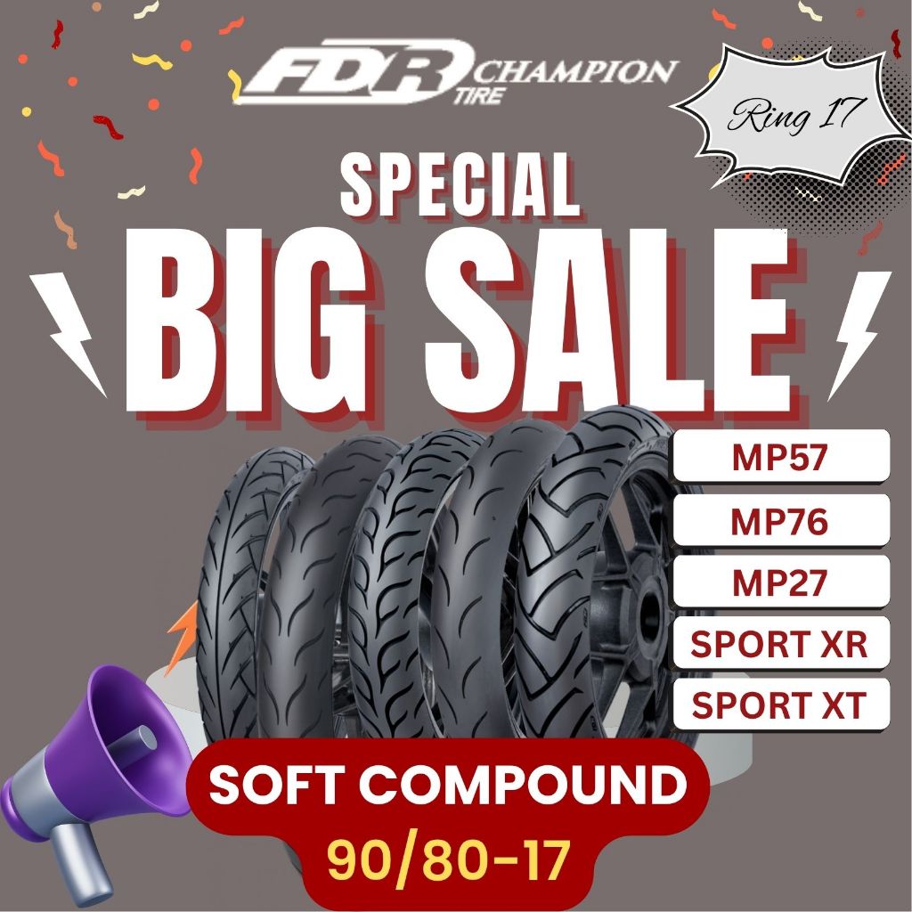 Ban FDR MP27 MP57 MP 76 SPORT XR SPORT XT 90/80-17 RING 17 SOFT COMPOUND RACE TIRE R17