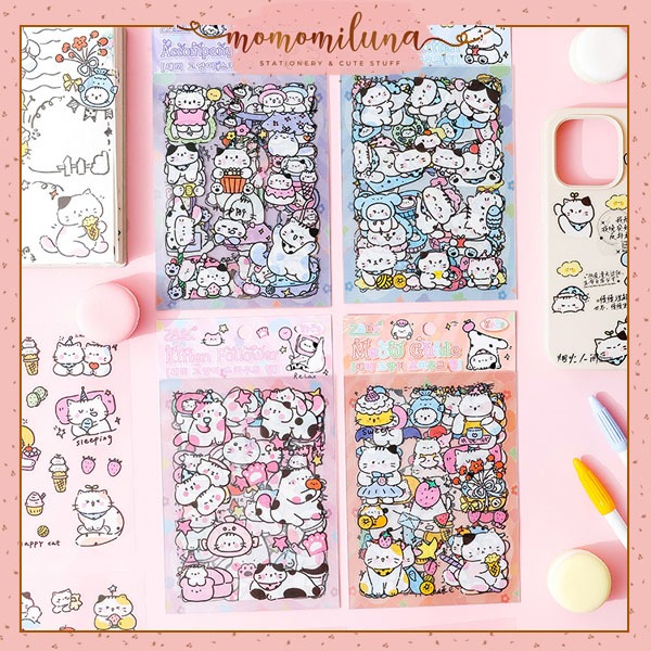 

1 set isi 6 lembar scout kitten team sticker cute deco stiker kucing lucu HB1973