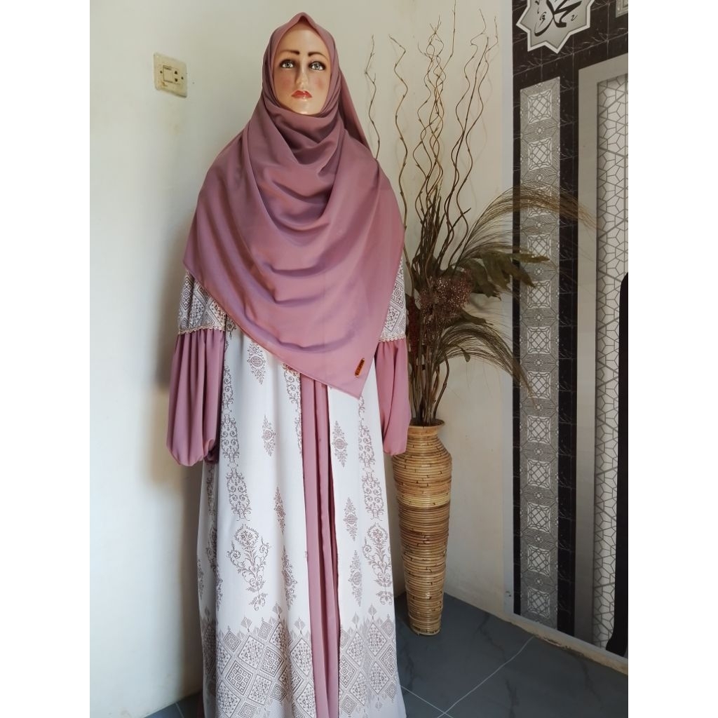 Gamis ceruti babydool AZZAHRA SYAR'I set hijab