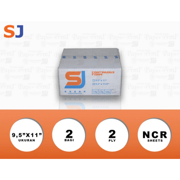 

SJ Orange Kertas Continuous Form 2 PLY NCR PRS 9,5" x 11"/2 (Bagi 2)