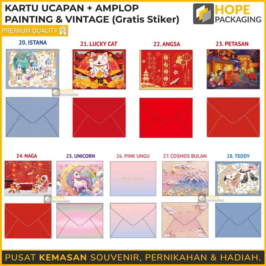 

Kartu Ucapan + Amplop + Stiker printing & Vintage (Gratis Sticker) / Gift Card / Souvenir card Ulang Tahun / Kartu Ucapan Motif