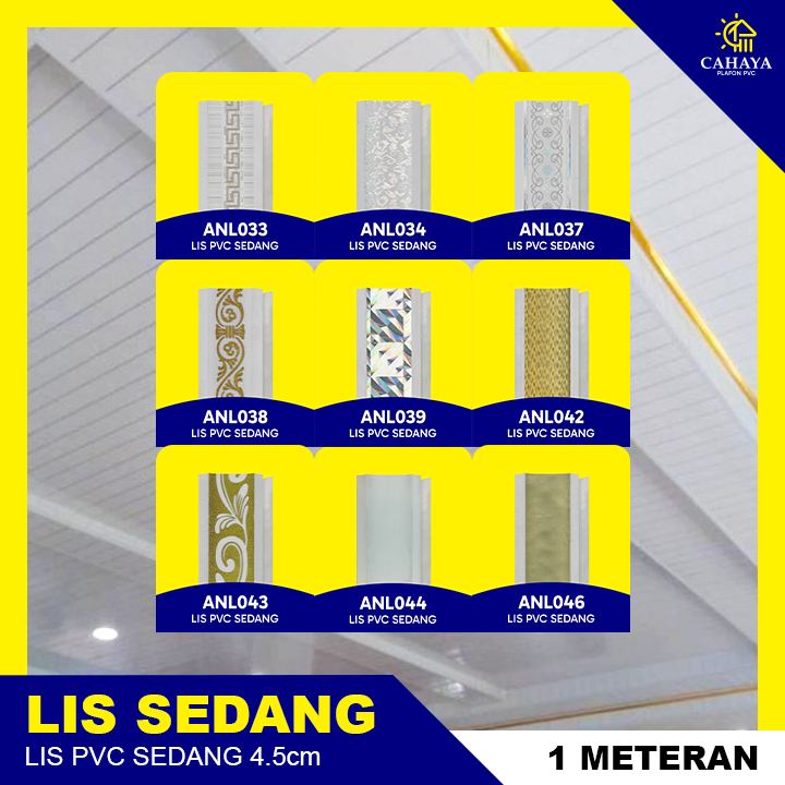 (1Meter) LIS PVC ukuran SEDANG 4.5cm  ANDA Plafon PVC Motif Kayu Motif bunga 1 Meteran