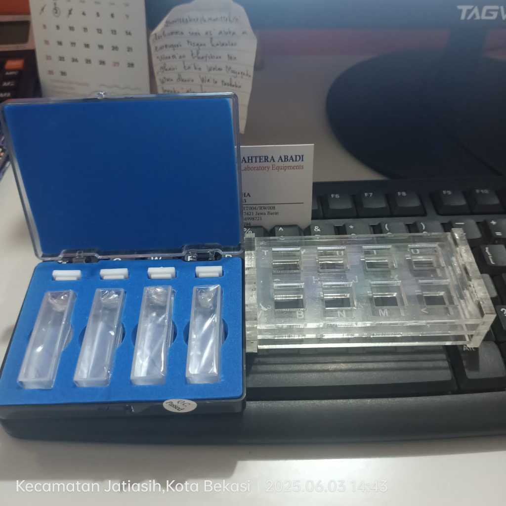 Set Glass Cuvette Spectrophotometer Plus Rack Cuvette