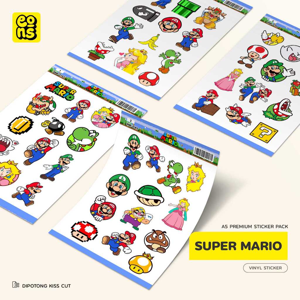 

Sticker / Stiker Kartun MARIO BROS Vinyl Waterproof- untuk Laptop Casing Buku Tumbler