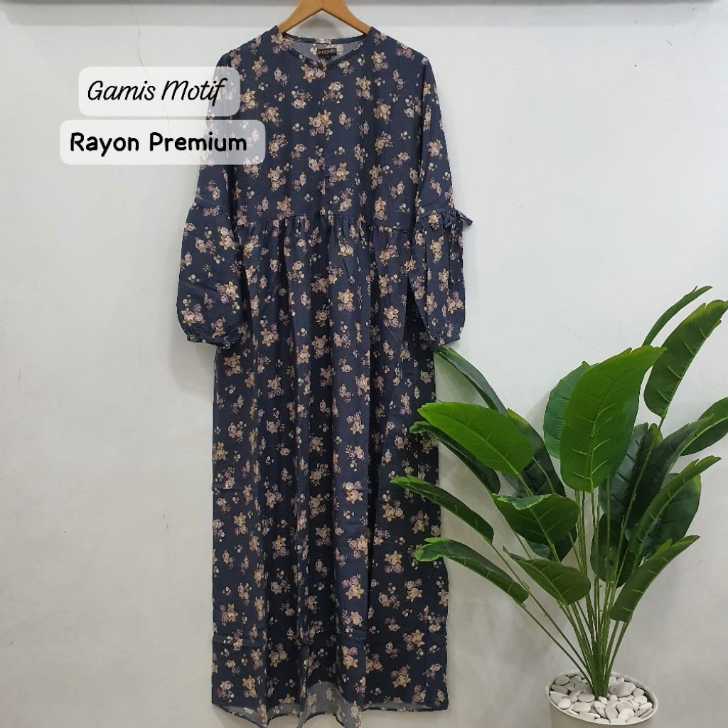 Gamis Rayon Premium Motif Size Jumbo LD 120/ Gamis Motif Bahan Rayon Premium LD 120/ Gamis Rayon Mot