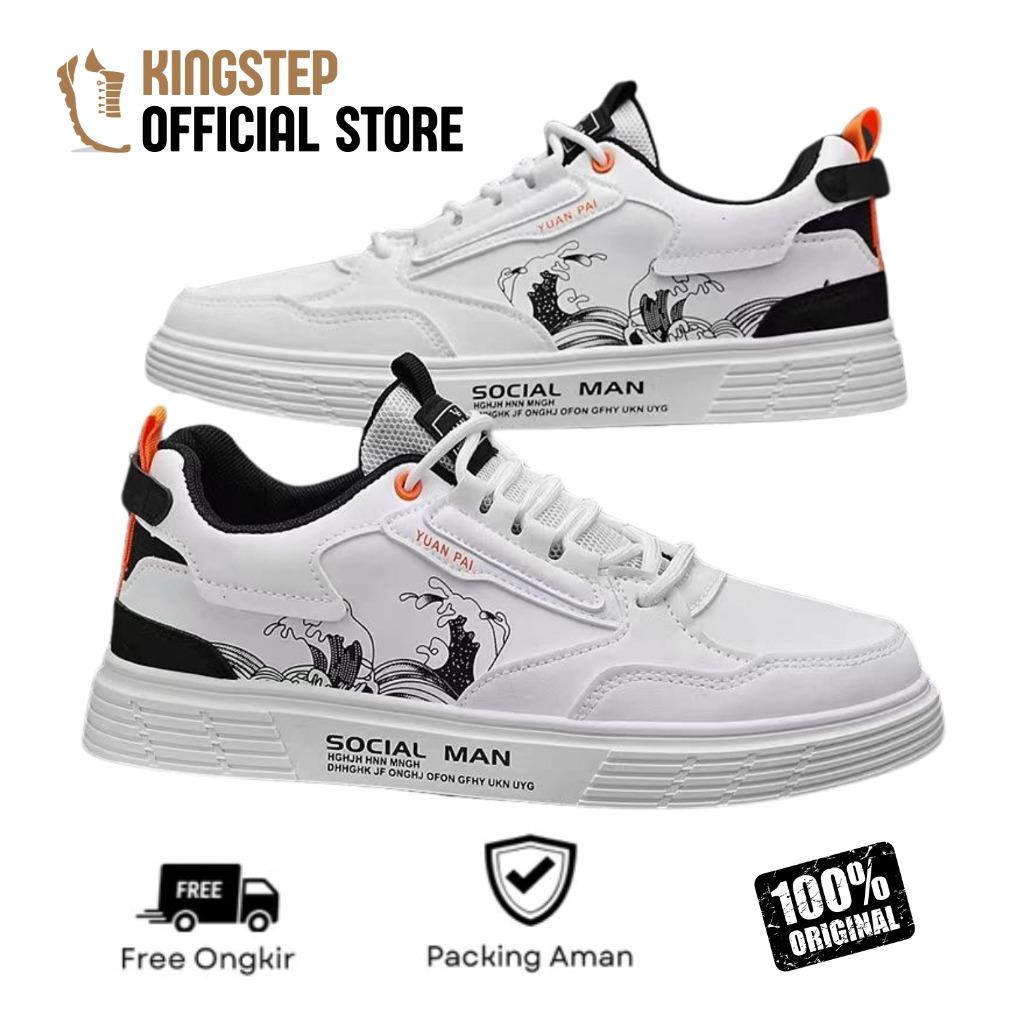 Sepatu Sneaker Import Original Sepatu Cream Putih Pria Wanita Model Terbaru Termurah - Wave Crest