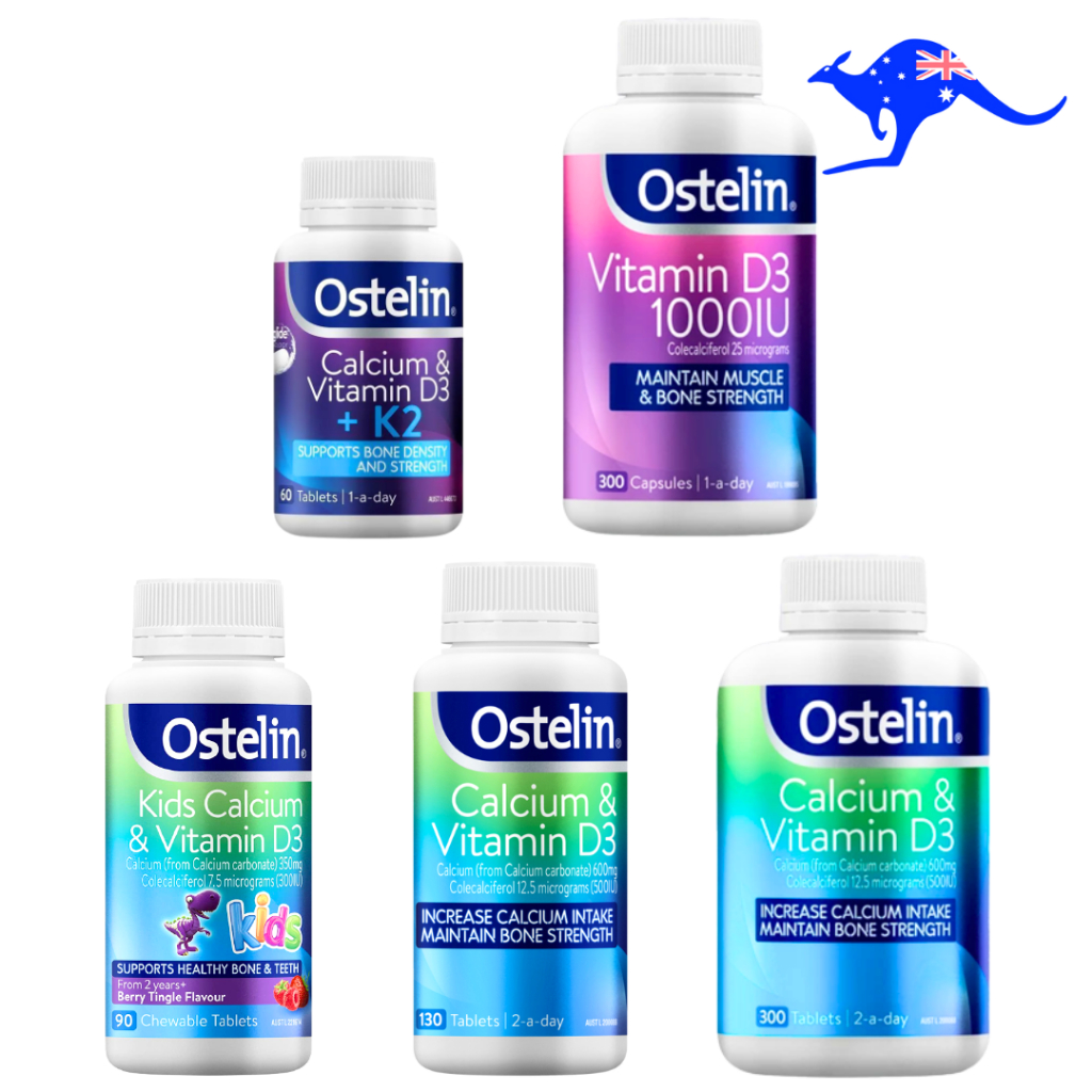 OSTELIN Calcium & Vitamin D3 130 Tablets 300 / Vit D 1000iu Capsules 1000 iu Kapsul / Cal-DK2 60 // 