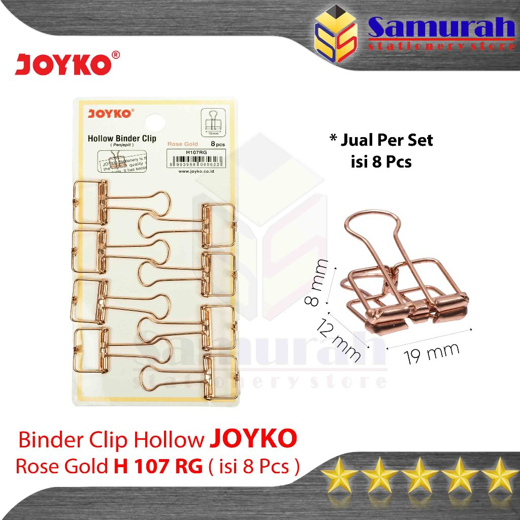 

Binder Clips Joyko No H 107 Rose Gold / Clip Pink Penjepit H107 RG Set isi 8 Pcs / Klip Jepit Ekslusif Kertas Kecil