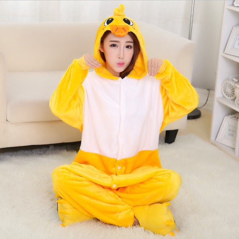 BAJU ONESIE KOSTUM DUCK BEBEK PIYAMA KIGURUMI COSPLAY BAJU TIDUR KIGURUMI ANAK DAN DEWASA