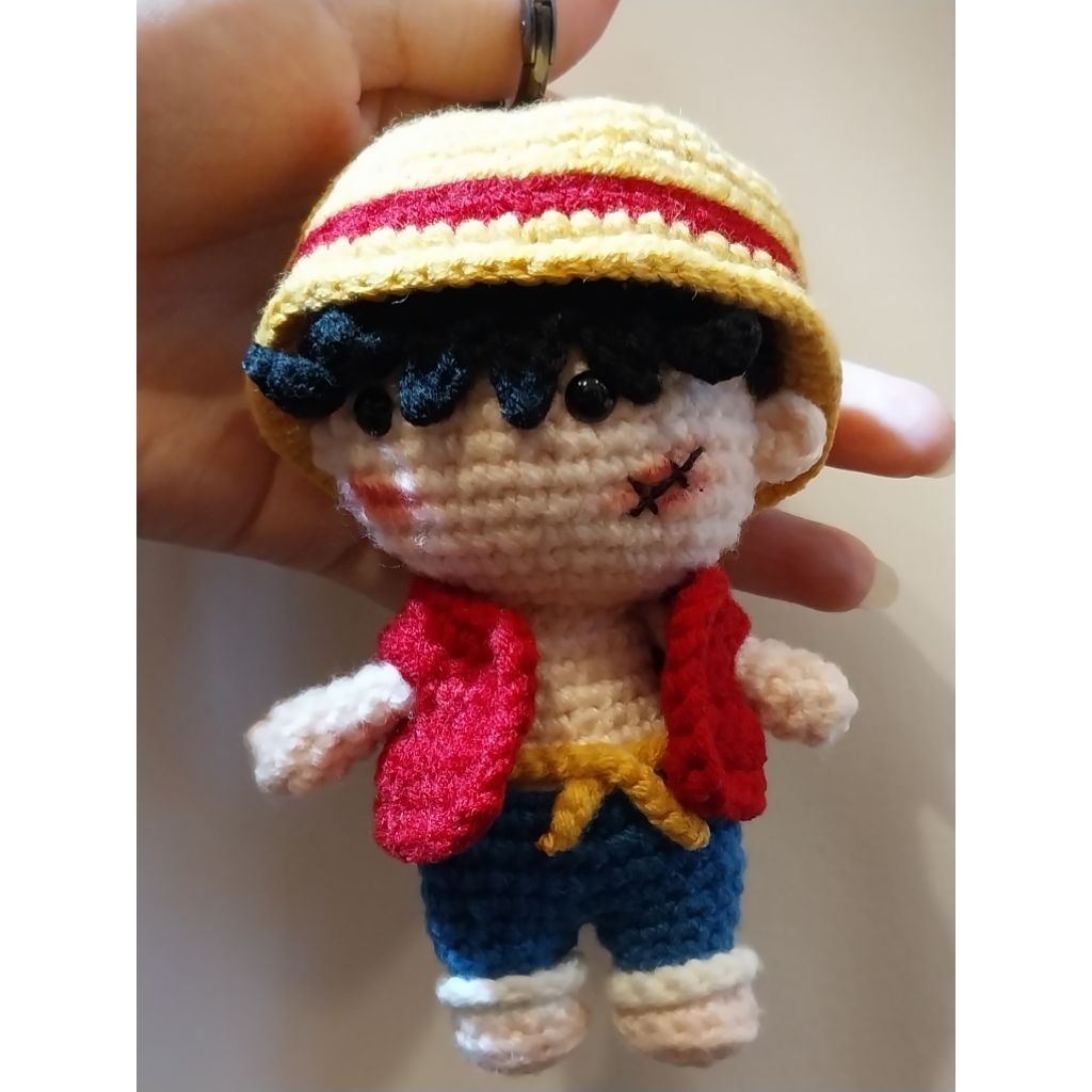 crochet keychain | luffy keychain | luffy doll | gantungan tas luffy