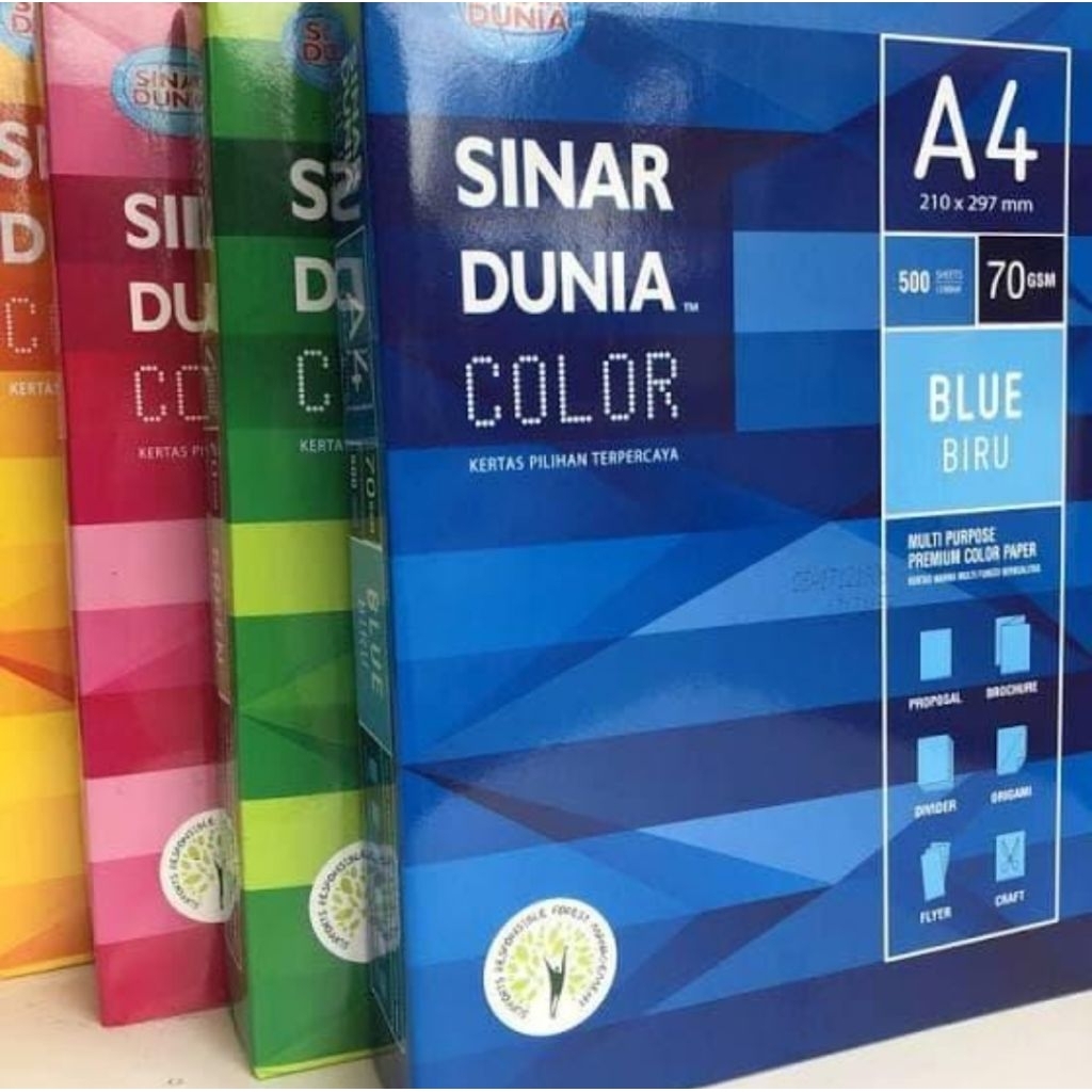 

Kertas HVS Warna A4 - 70 gr Sinar Dunia Merah, Kuning, Hijau, Biru